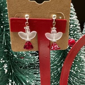 Elegant Red and White Angel Post Earrings 2/$22
